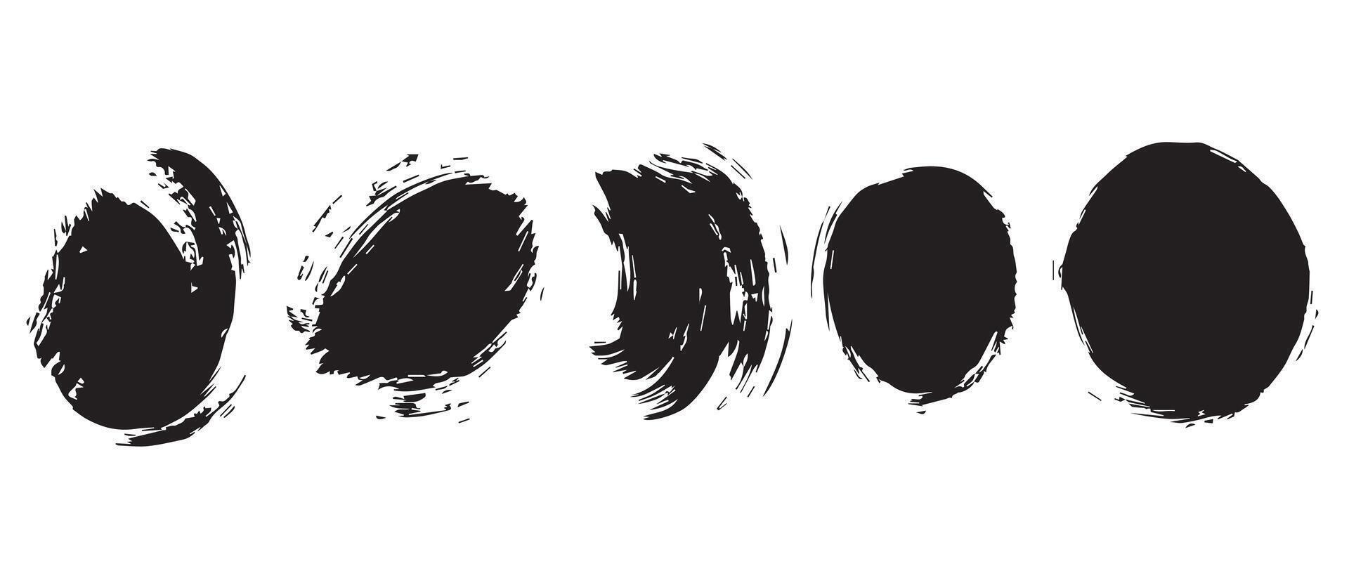 Rough Round Ink Textures in Grayscale vector