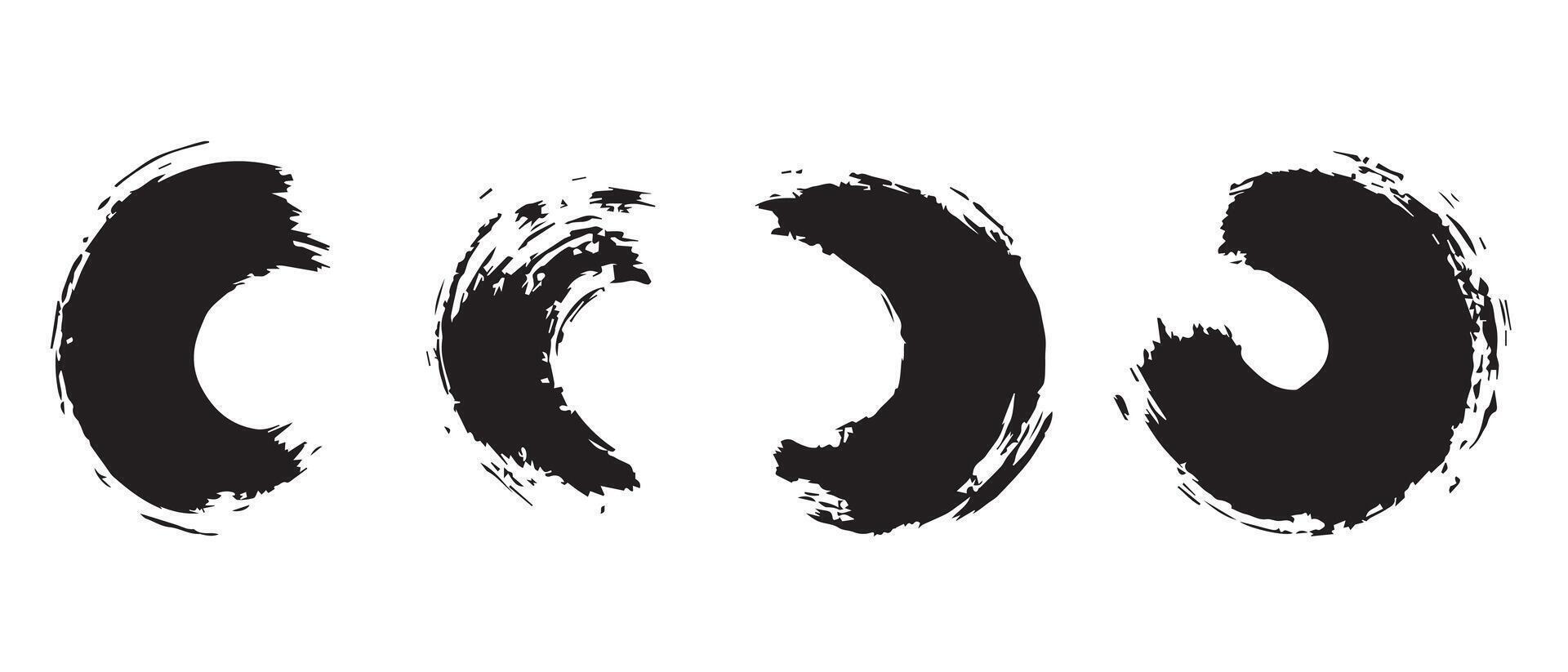 Ringed Brush Stroke Backgrounds in Black vector