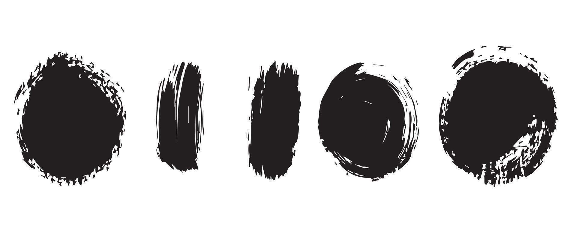 Creative Ink Circle Stamps in Grunge Style vector