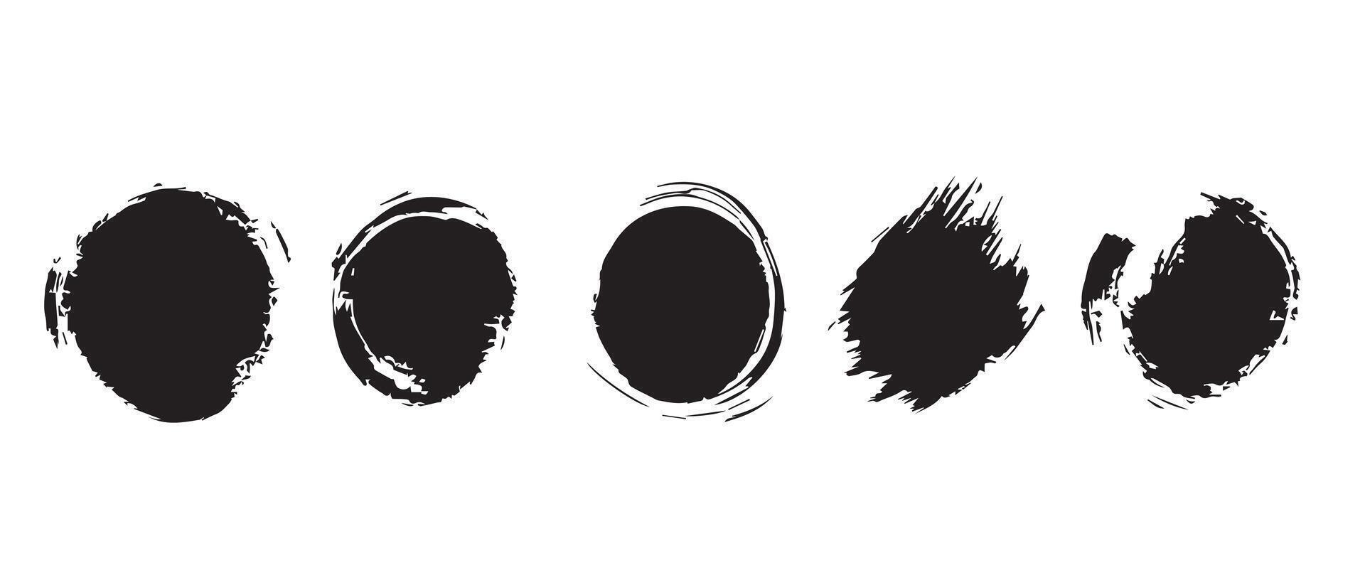 Circle Splash Textures in Black Ink vector