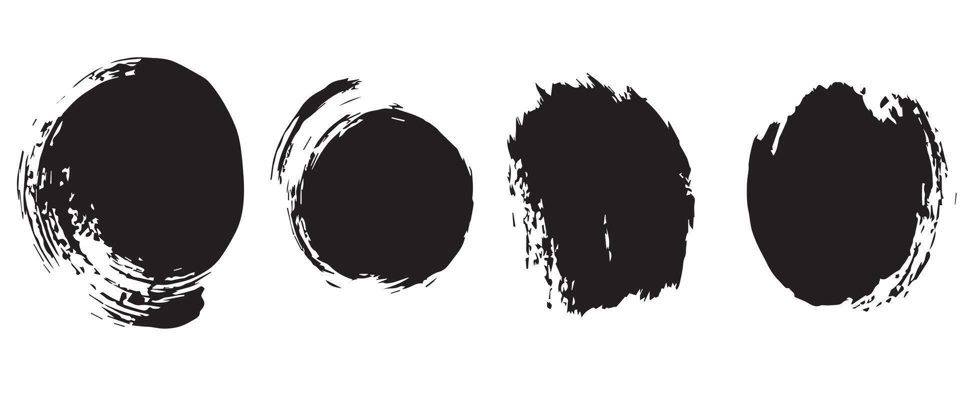Painted Black Circles with Abstract Texture vector