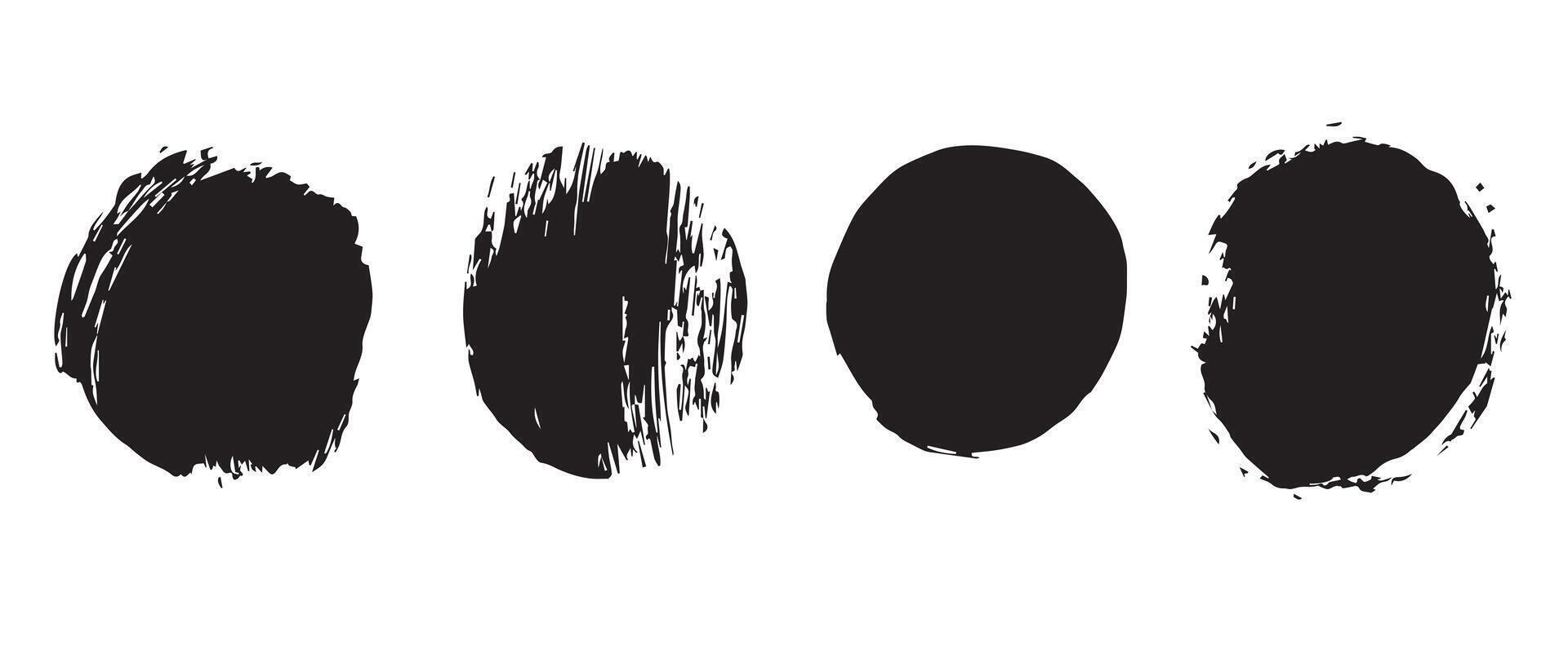 Spattered Ink Circles in Rough Brush Style vector