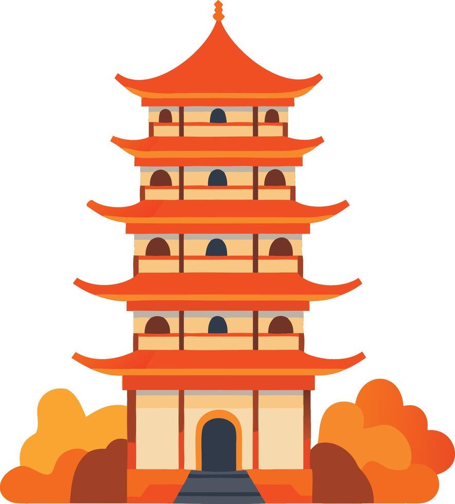 Chinese Pagoda Illustration Asian Architecture Design vector