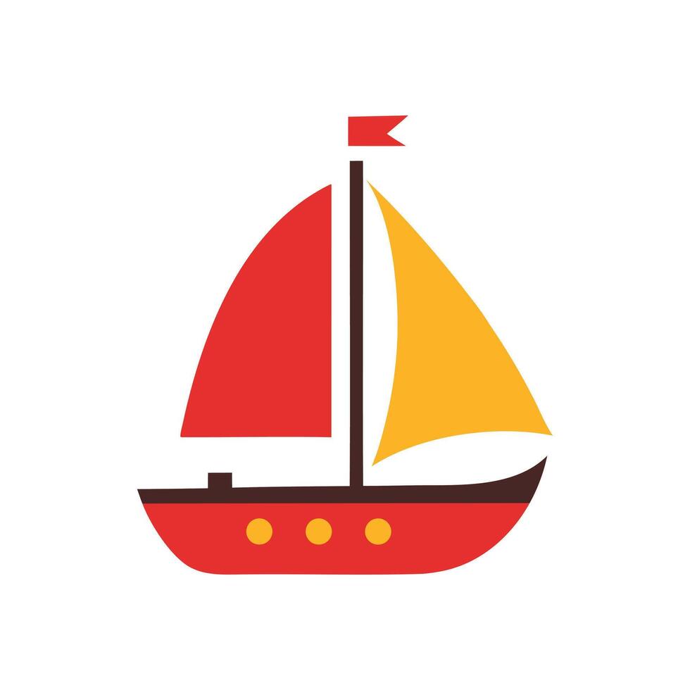 Red and Yellow Sailboat Illustration A Simple Graphic vector