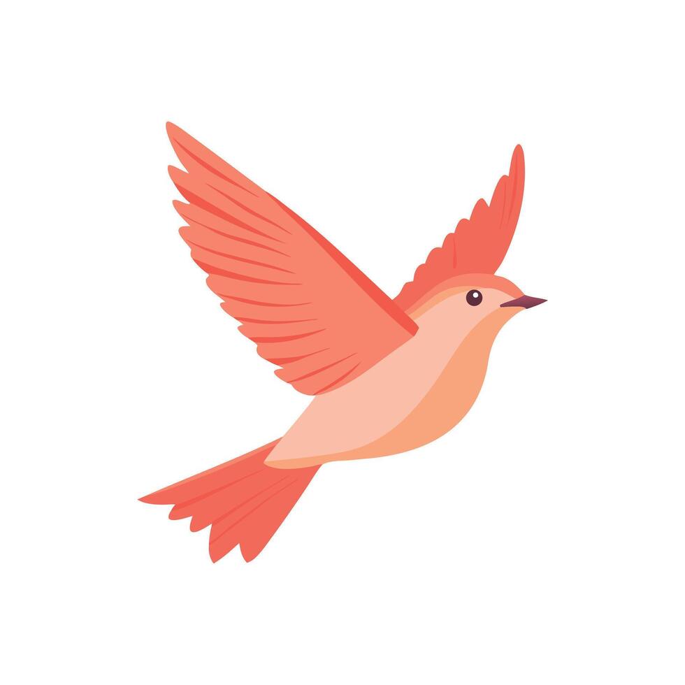 Beautiful Orange Bird in Flight Watercolor Style Illustration vector