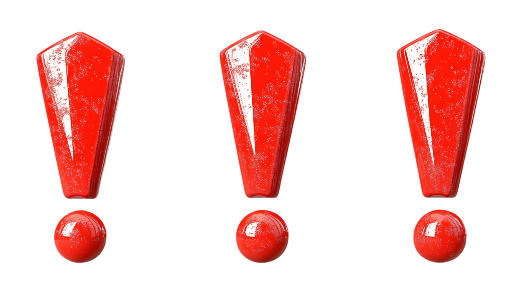 Pack of Bold Exclamation Marks set Against Transparent Background for Graphic Design, Social Media, or Typography Projects png