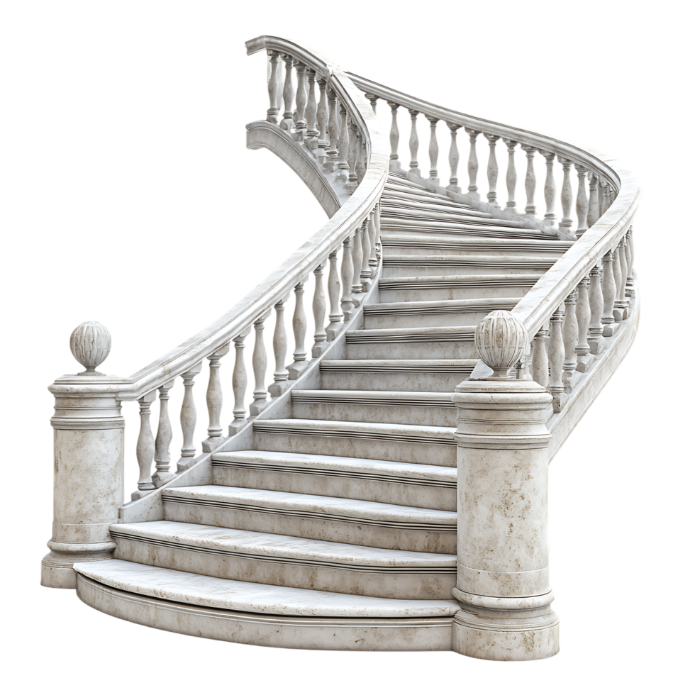 Regal Spiral Staircase Against Transparent Background for High-End Architectural Concepts png