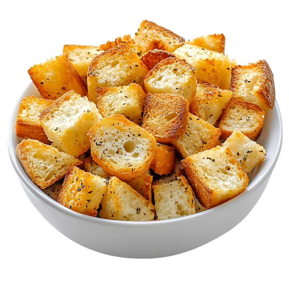 Savory Crouton Cubes Against Transparent Background for Culinary Marketing png