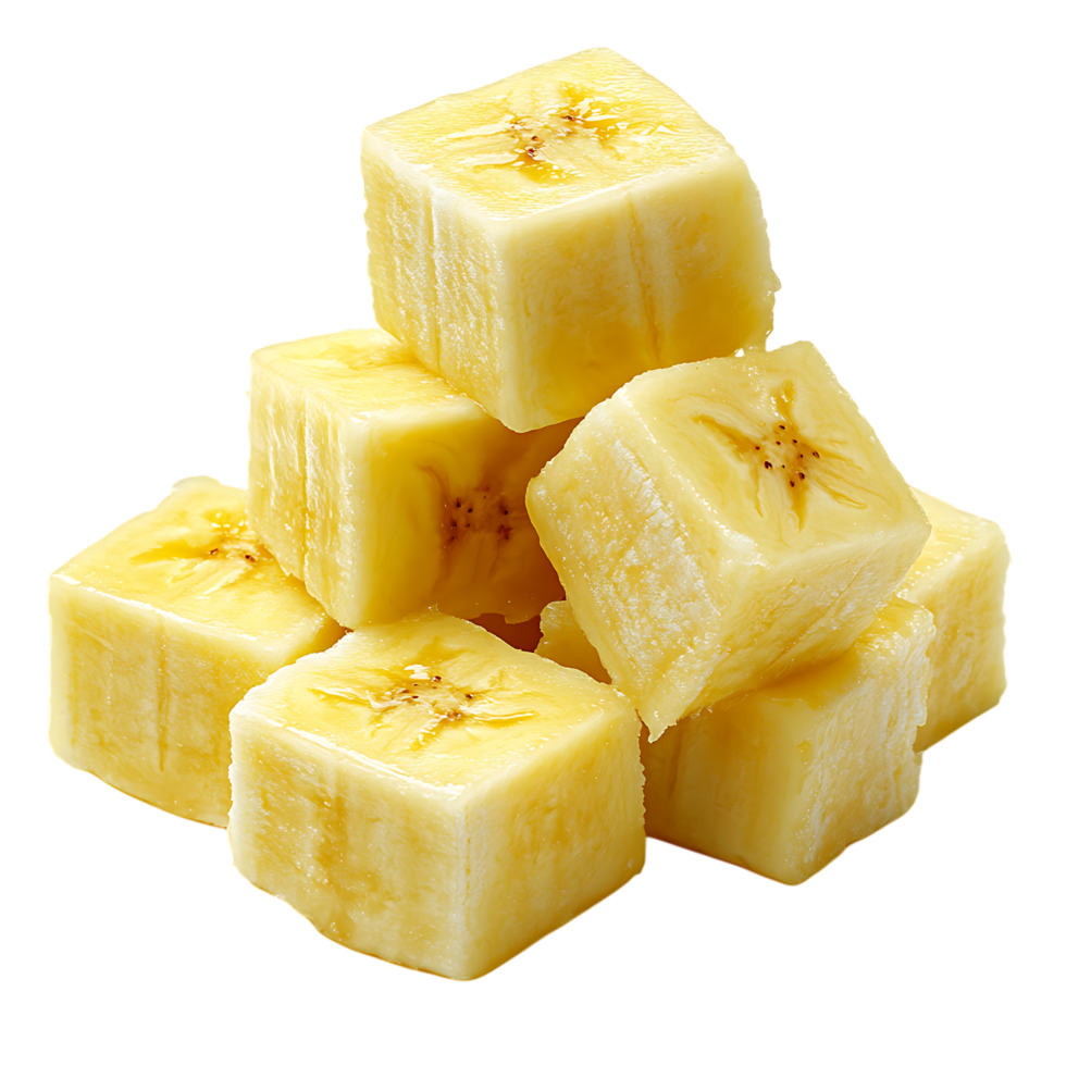 Chopped Banana Pieces Against Transparent Background for Smoothie Ingredient Design png