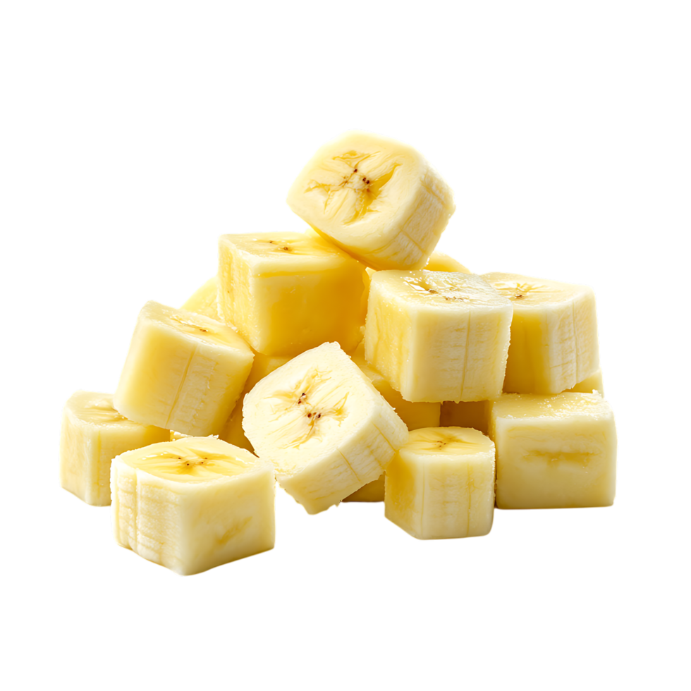 Banana Chunks Against Transparent Background for Wellness Snack Promotions png