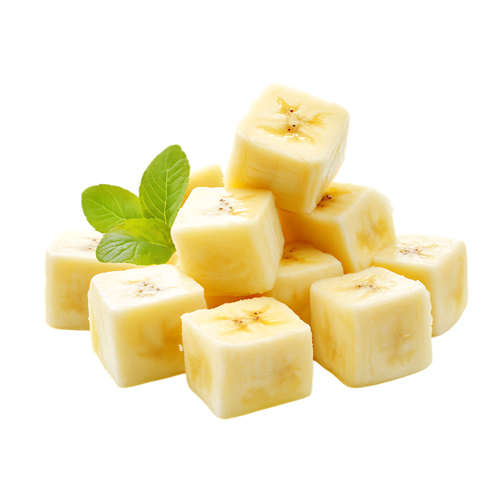 Sweet Banana Pieces Against Transparent Background for Energy Snack Branding png