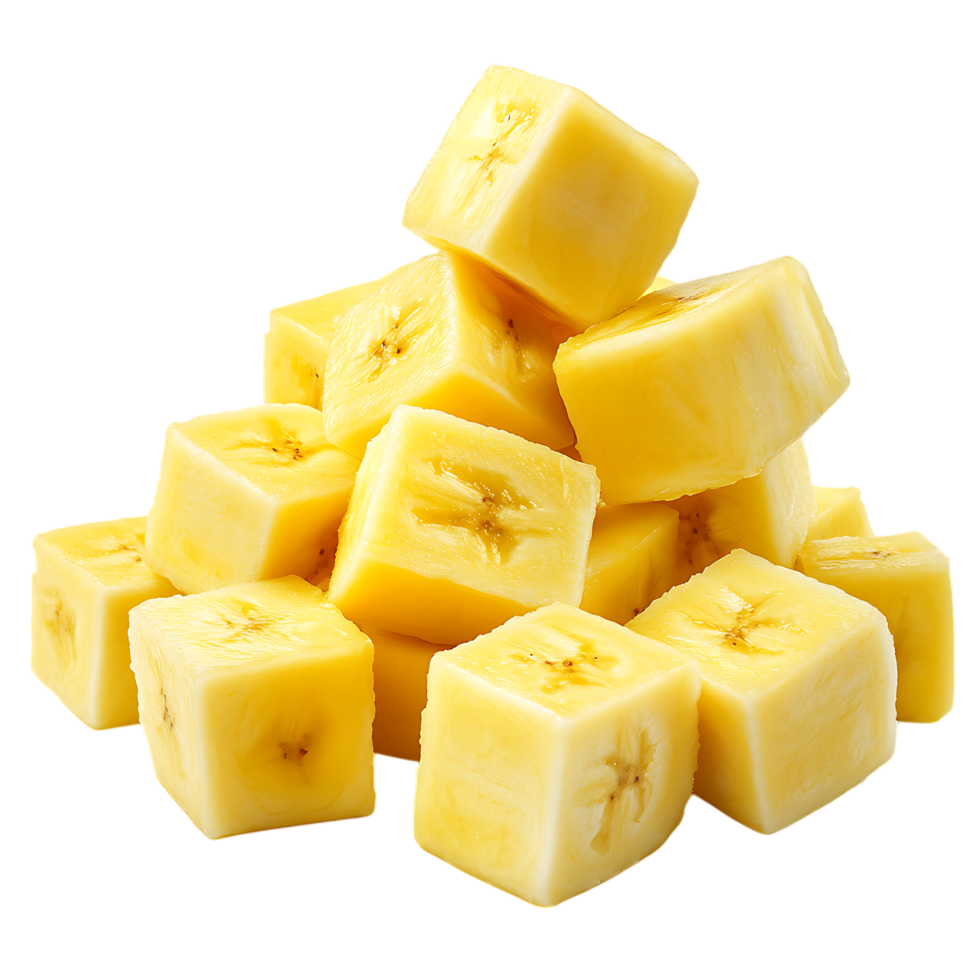 Organic Banana Chunks Against Transparent Background for Health Food Marketing png