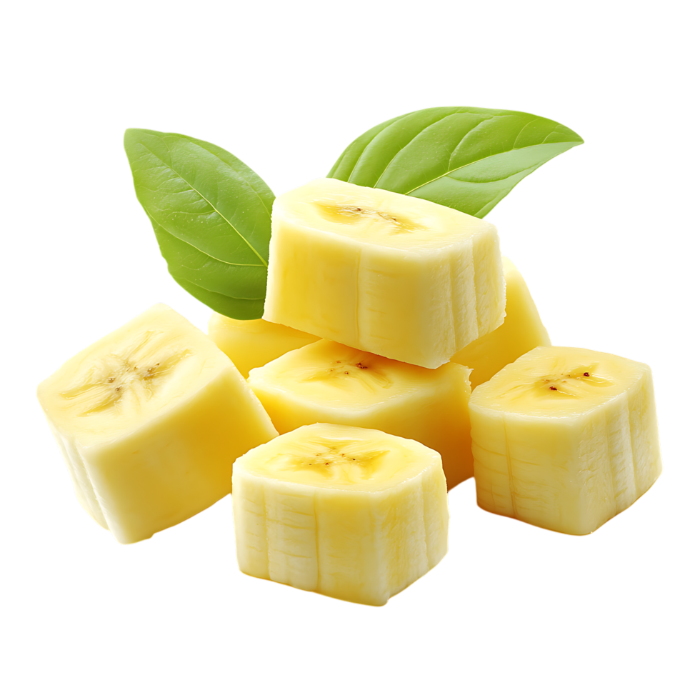 Natural Banana Cubes Against Transparent Background for Nutritional Product Design png