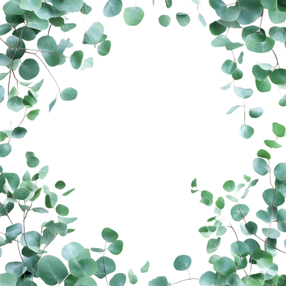 Eucalyptus Leaves Frame Against Transparent Background for Botanical Design Concepts png