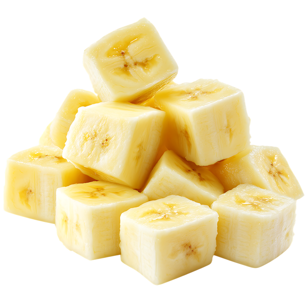 Tropical Banana Cubes Against Transparent Background for Fruit-Based Branding png