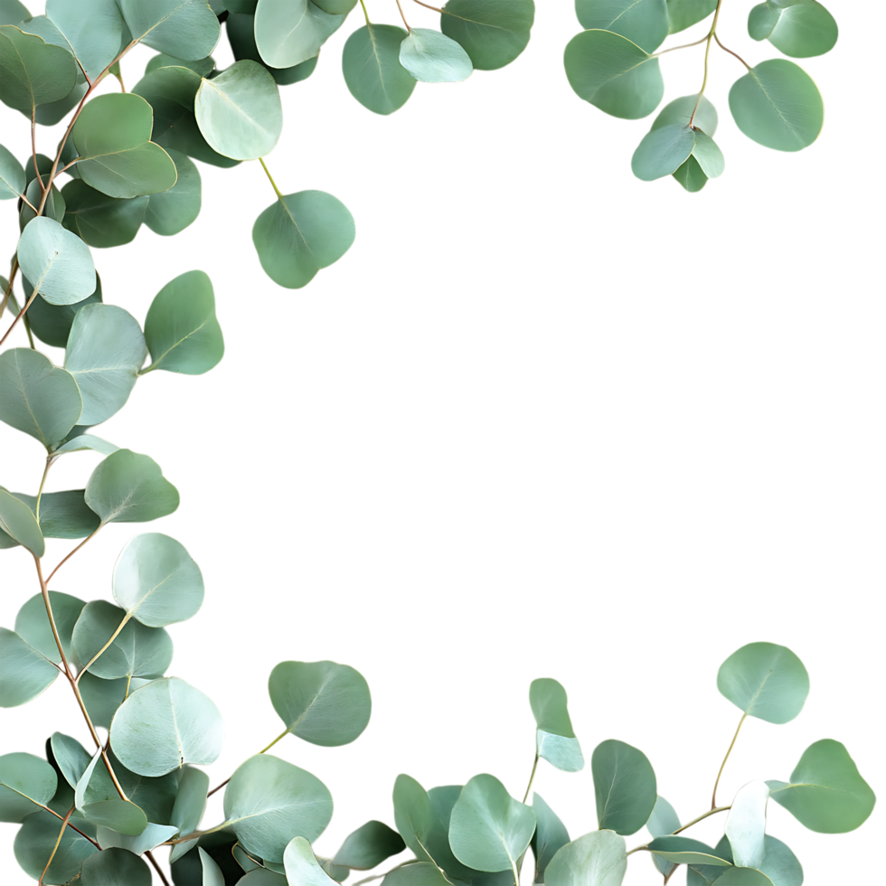 Green Eucalyptus Border Against Transparent Background for Nature-Inspired Artwork png