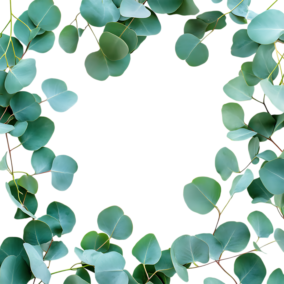 Fresh Eucalyptus Garland Frame Against Transparent Background for Botanical Borders png