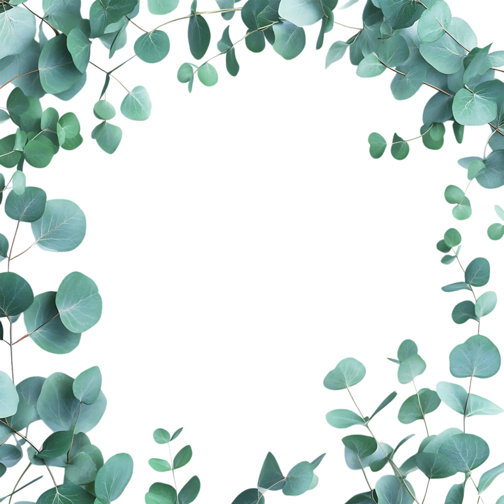 Decorative Eucalyptus Frame Against Transparent Background for Plant-Based Concepts png