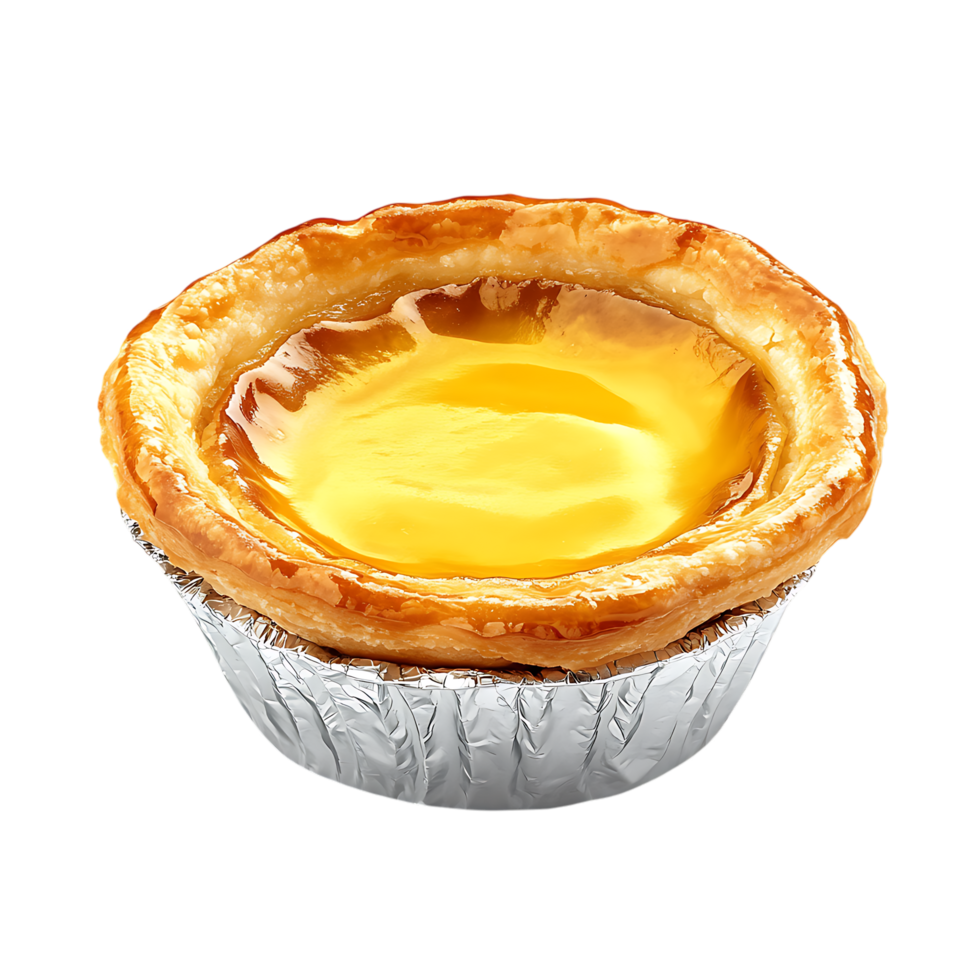 Artisan Egg Tart in Foil Cup Against Transparent Background for Bakery Campaigns png