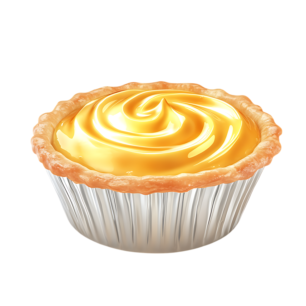 Traditional Egg Tart in Foil Cup Against Transparent Background for Baked Goods Marketing png