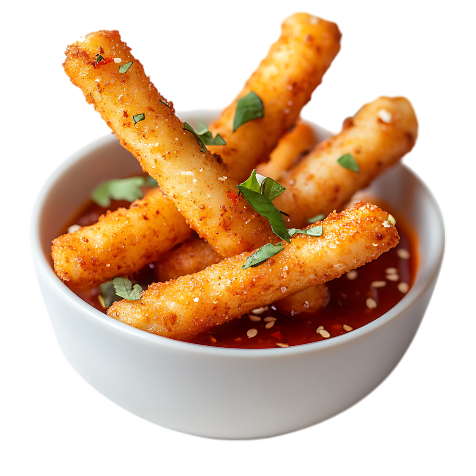 Crispy Cheese Sticks with Sauce Against Transparent Background for Fast Food Marketing png