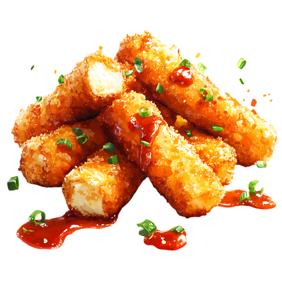Crunchy Cheese Sticks in Sauce Against Transparent Background for Fast Casual Branding png