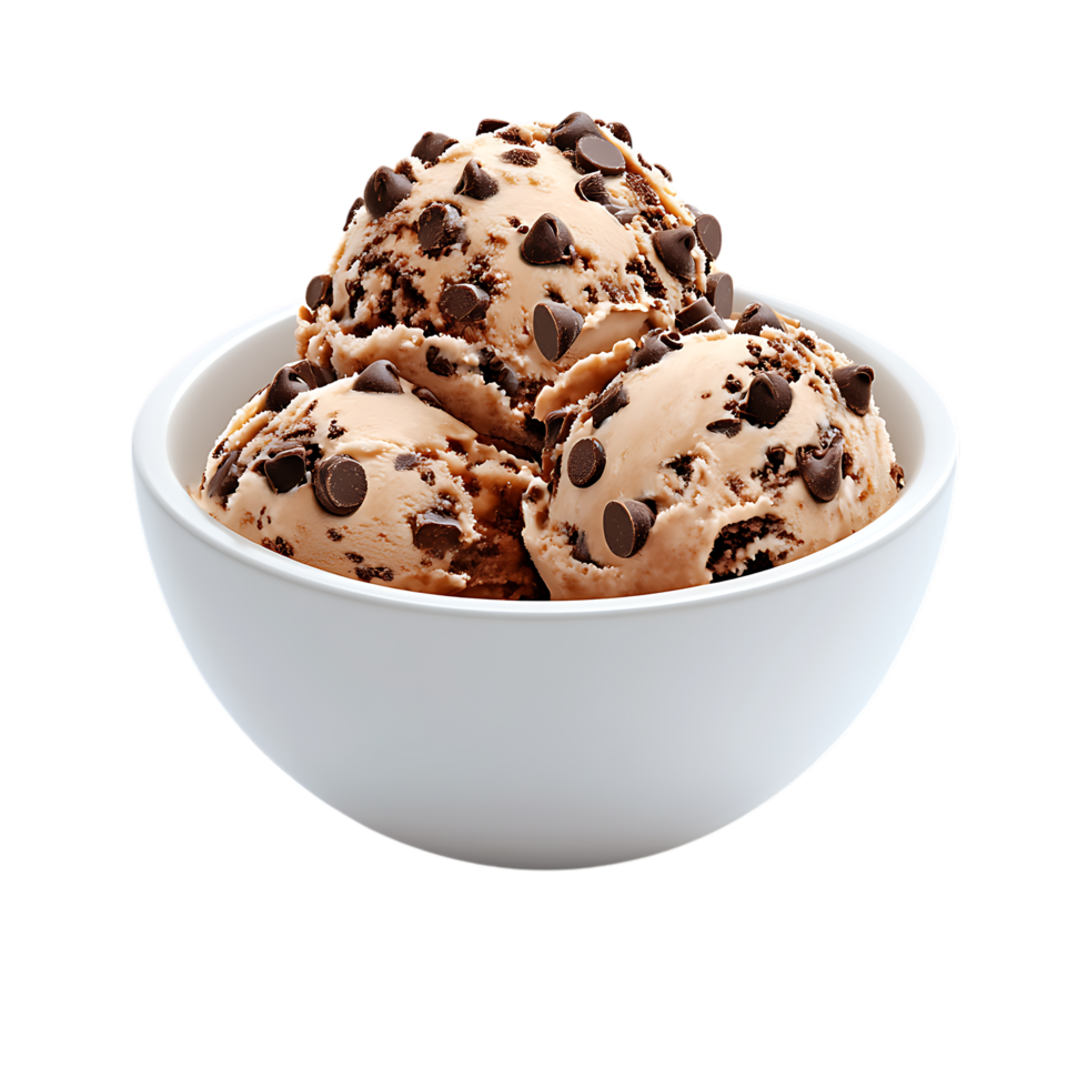 Creamy Ice Cream with Chocolate Chips Against Transparent Background for Sweet Treat Promotion png