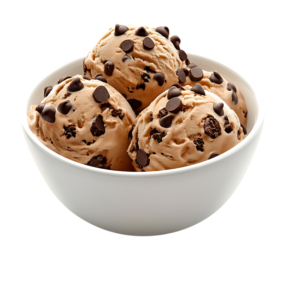 Ice Cream Bowl with Chocolate Chunks Against Transparent Background for Treat Campaigns png