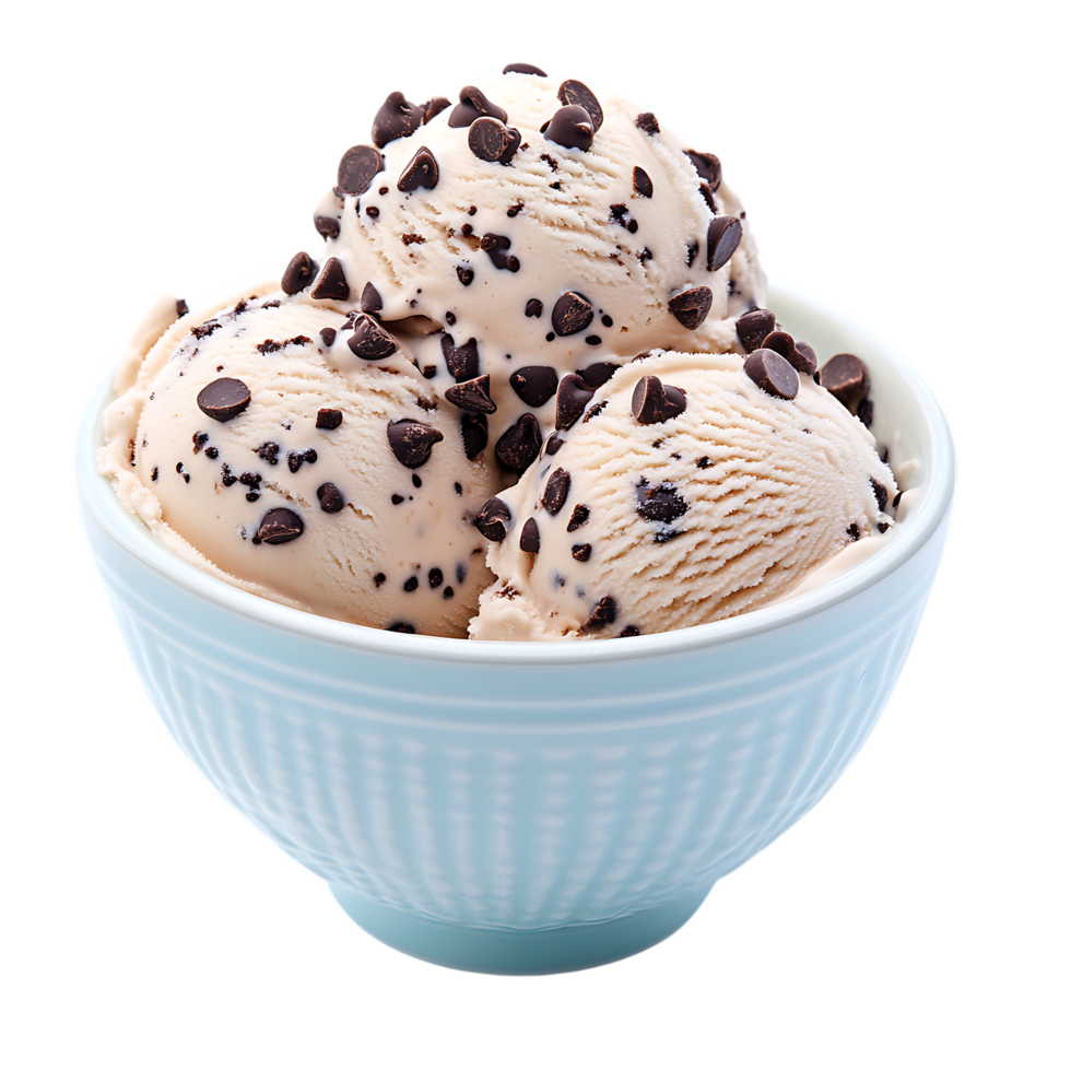 Sweet Chocolate Chip Ice Cream Against Transparent Background for Dessert Menu Design png