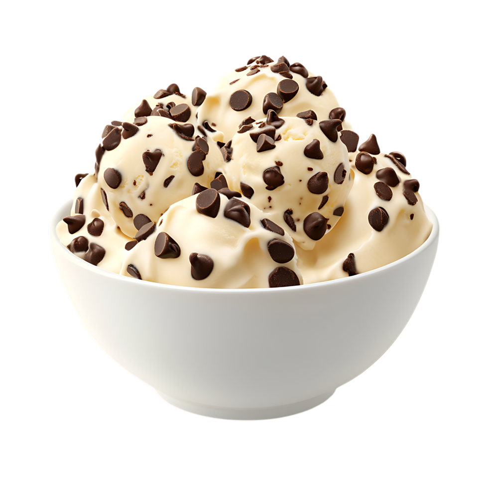 Artisan Ice Cream Scoop Bowl Against Transparent Background for Dessert Illustration png