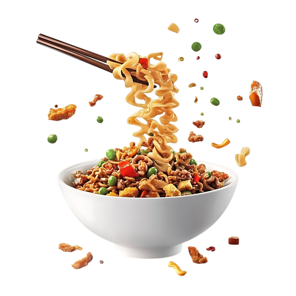 Classic Instant Noodles Against Transparent Background for Takeout Packaging Design png