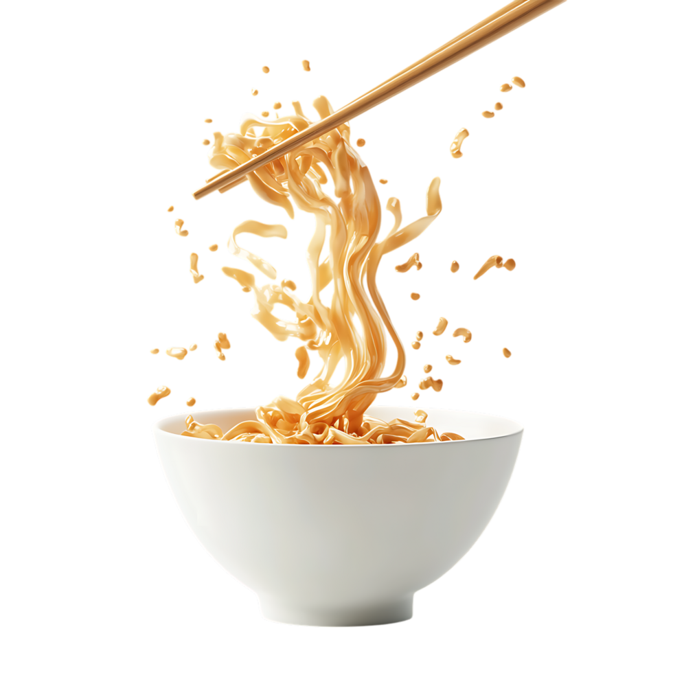 Bowl of Ready Noodles Against Transparent Background for Food Product Design png