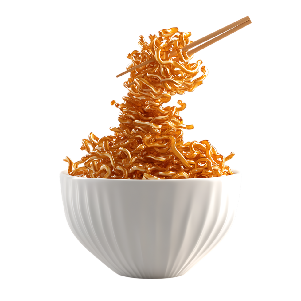 Savory Instant Ramen Against Transparent Background for Noodle Brand Promotion png