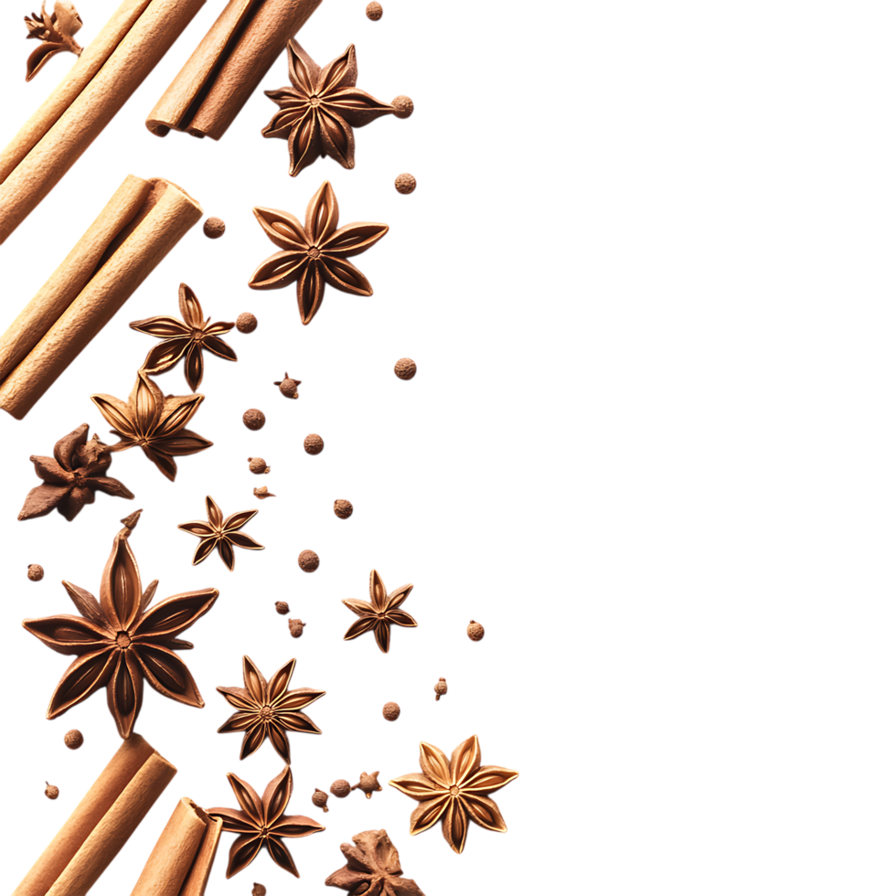 Cinnamon and Star Anise Pairing Against Transparent Background for Wellness Branding png