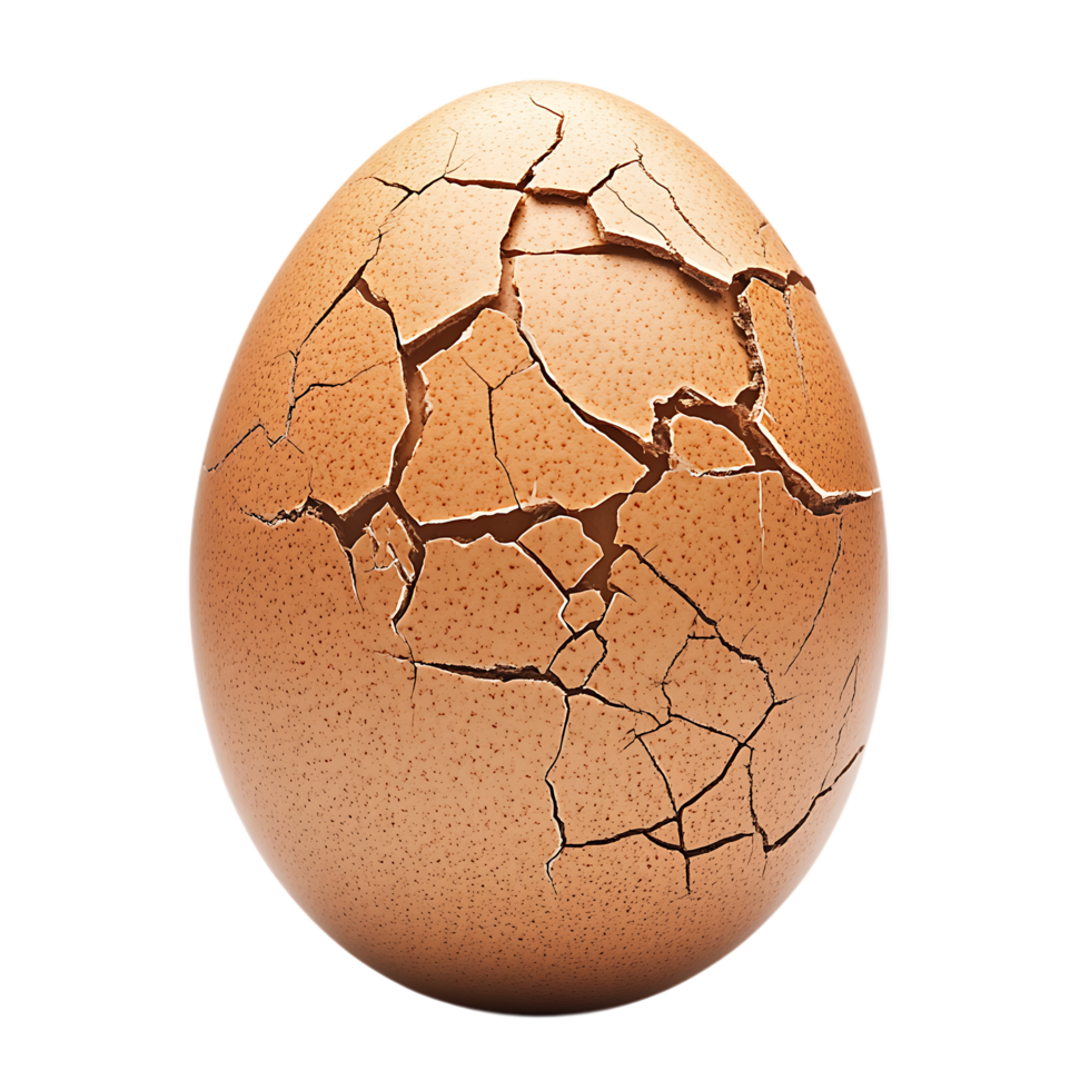Open Brown Egg Shell Against Transparent Background for Fragility Concept Art png