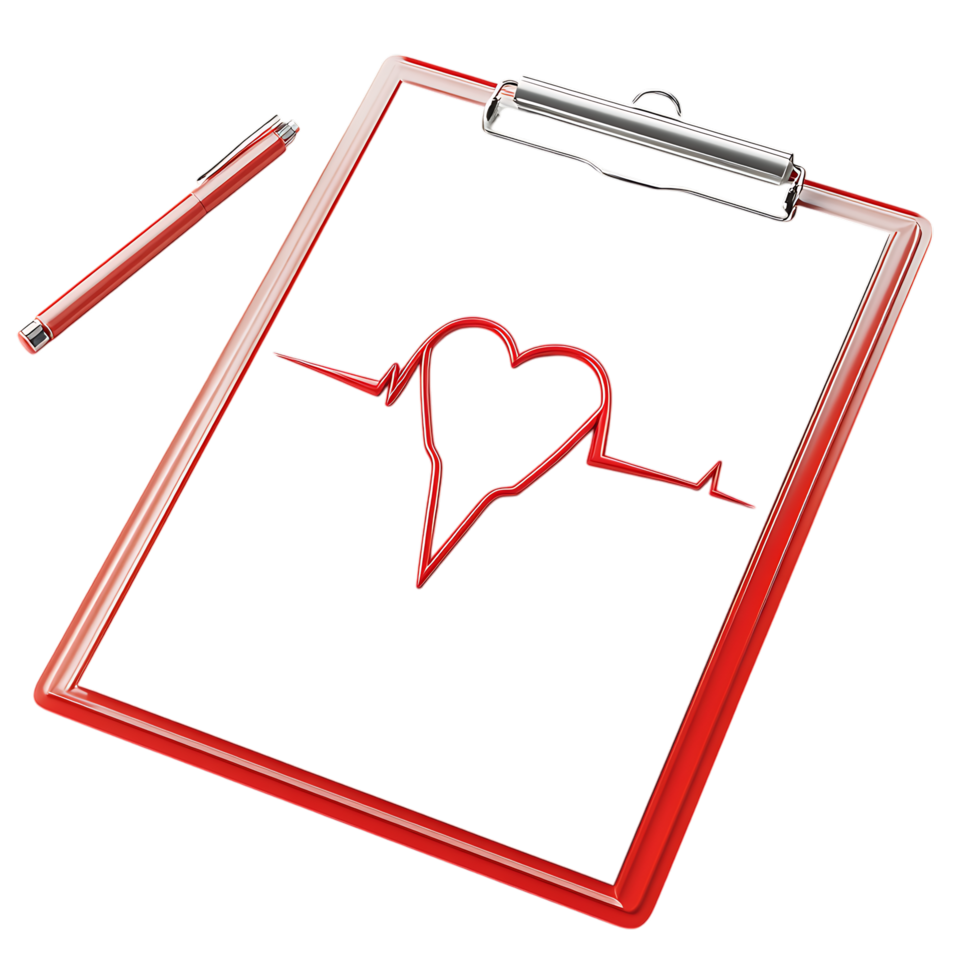 Digital Heartbeat Clipboard Against Transparent Background for Wellness Visuals png