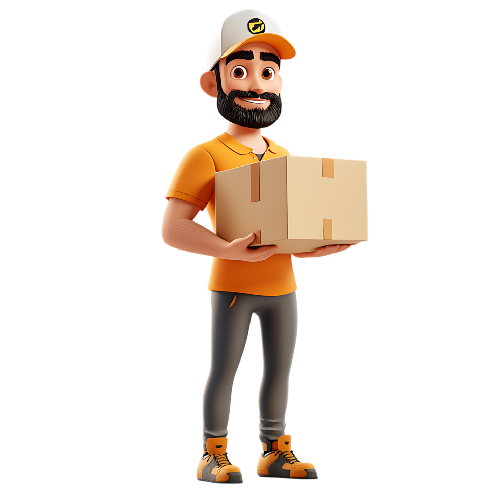 Delivery Service Cartoon Character Against Transparent Background for Transport Branding png