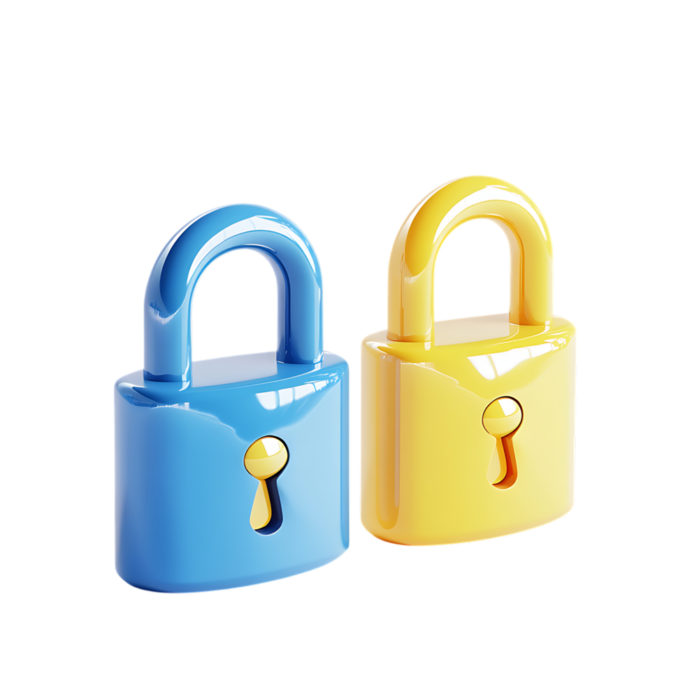Digital Protection Padlocks Against Transparent Background for Cybersecurity Campaigns png