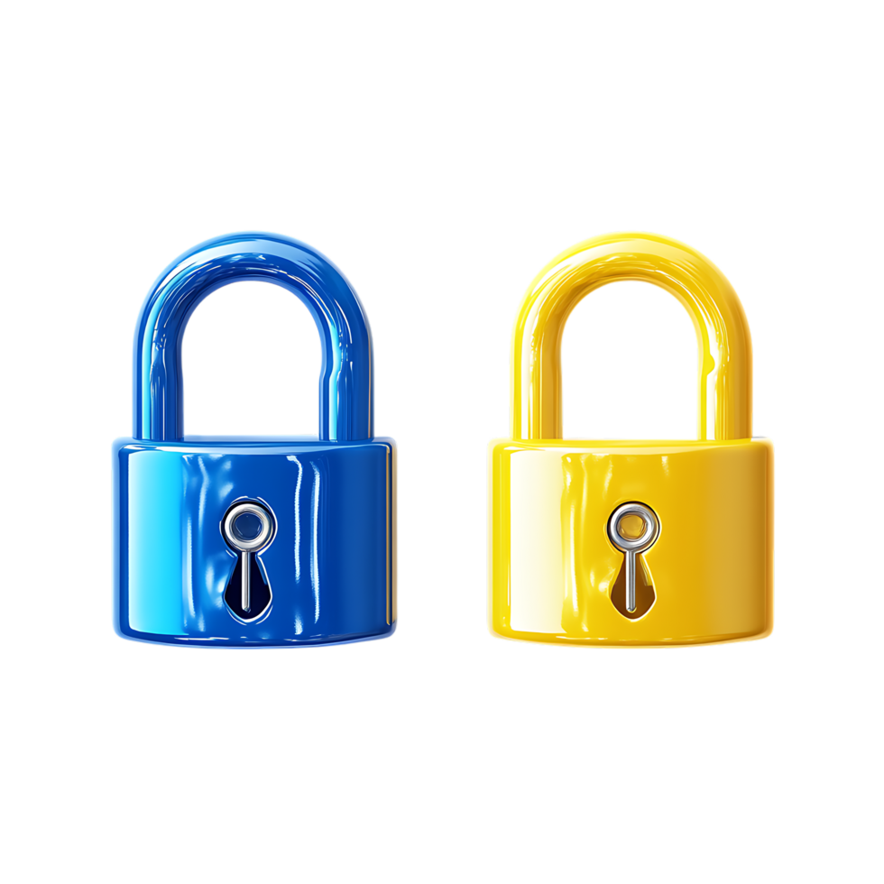 Colorful Security Padlocks Against Transparent Background for Protection Service Marketing png