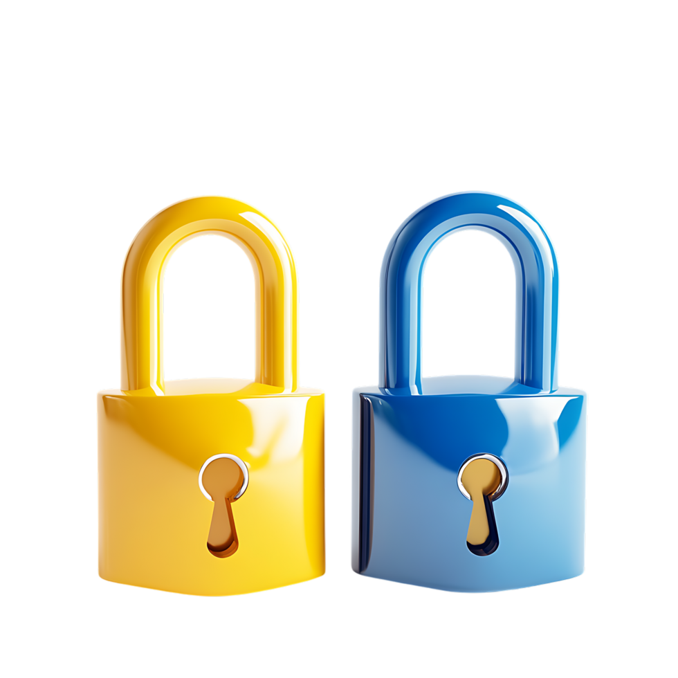 3D Padlock Lock System Against Transparent Background for Privacy and Security Design png