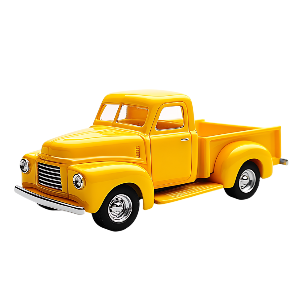 Retro Yellow Pickup Truck Isolated on Transparent Canvas png