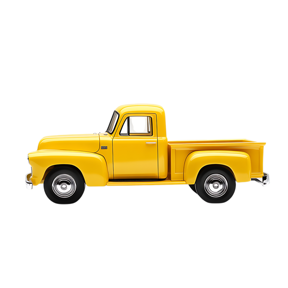 Yellow Vintage Pickup Truck Isolated on Transparent Background png