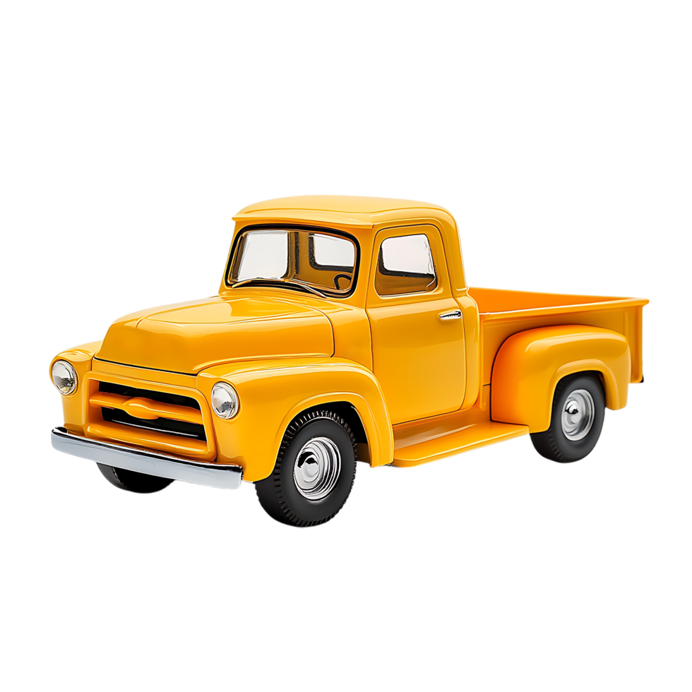 Yellow Classic Pickup Truck Design with Transparent Background png