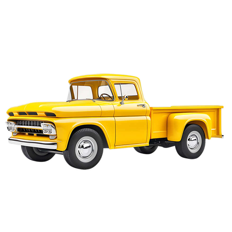 Yellow Classic Pickup Truck Over a Transparent Layer png