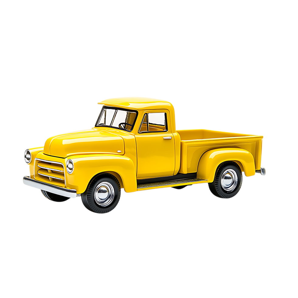 Yellow Antique Pickup Truck with Transparent Display png