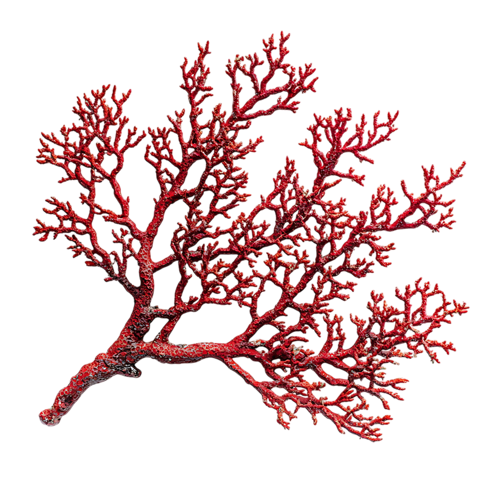 PNG Vibrant Red Coral Branch Against Transparent Background.