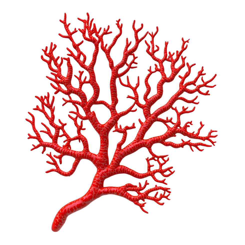 PNG Vibrant Red Coral Branch Against Transparent Background.