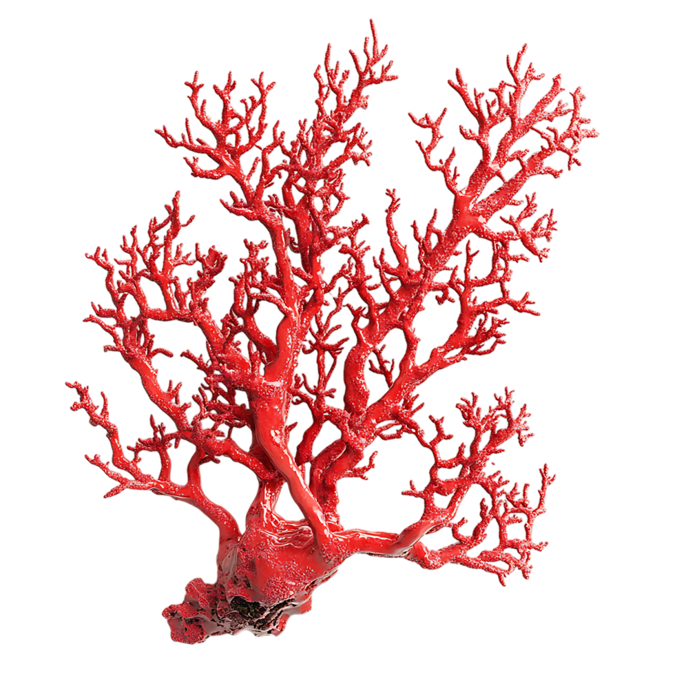 PNG Vibrant Red Coral Branch Against Transparent Background.