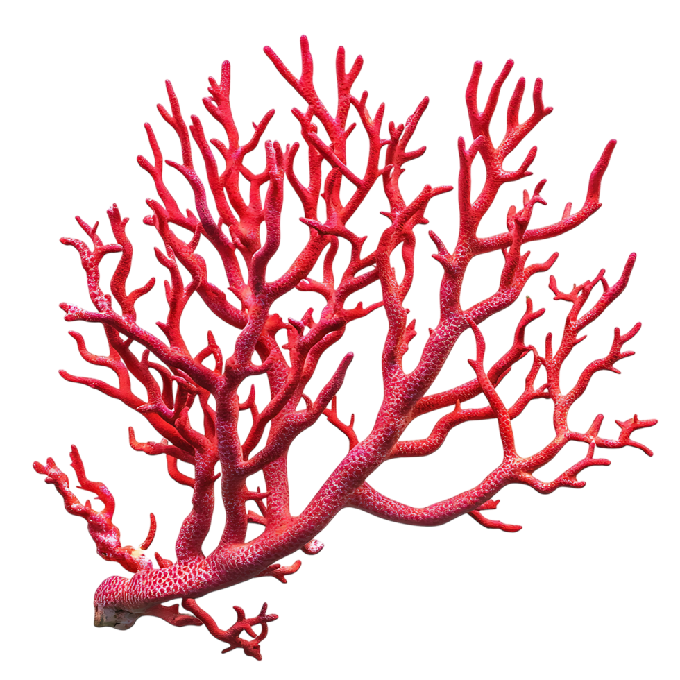 PNG Vibrant Red Coral Branch Against Transparent Background.