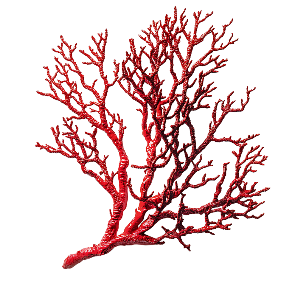 PNG Vibrant Red Coral Branch Against Transparent Background.
